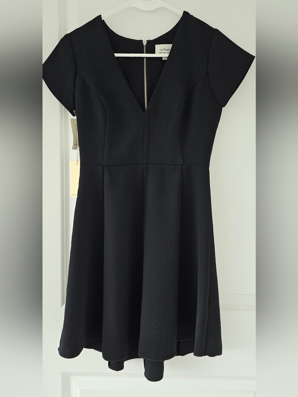 Wilfred Black V-Neck Fit & Flare Mini Dress